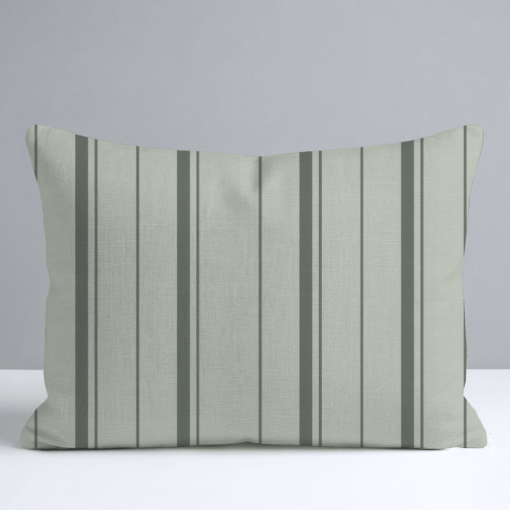 The Silk Garden Sage Stripes Throw Pillow - Lemon Park